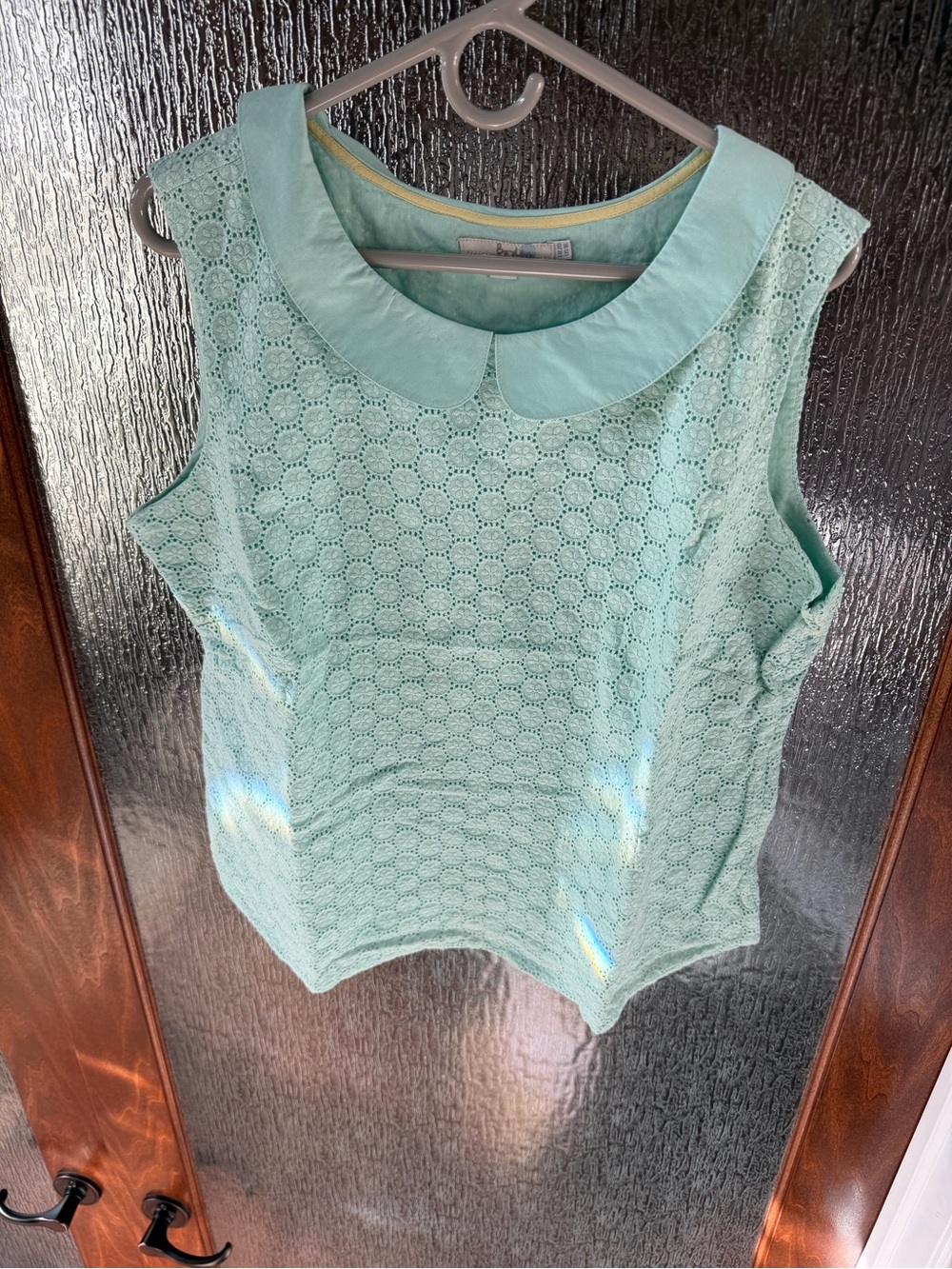 Boden Mint Green Eyelet Lace Peter Pan Collar Top – US 16